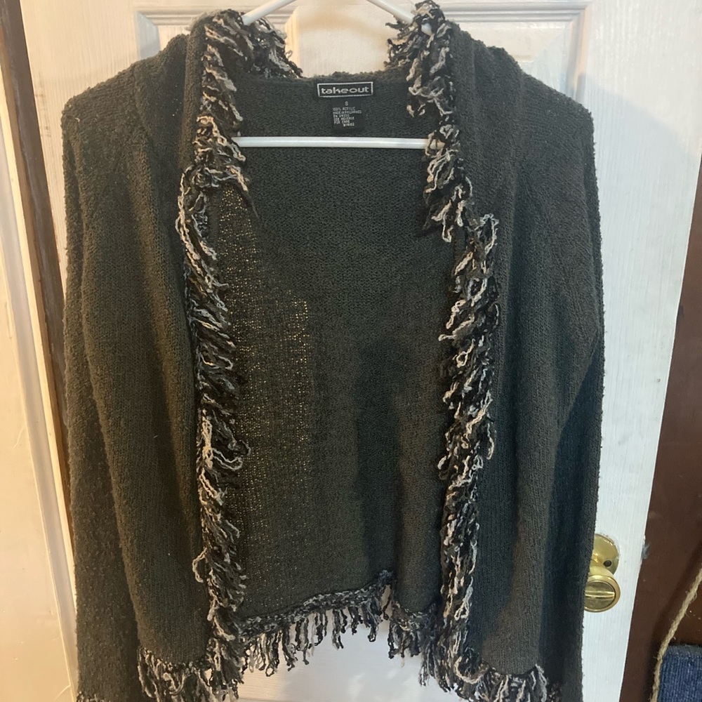 Grey knitted sweater hoodie